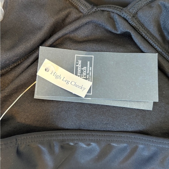 Abercrombie & Fitch Women's XS Bathing Suit One Piece High Cheeky Black Halter - Picture 9 of 11